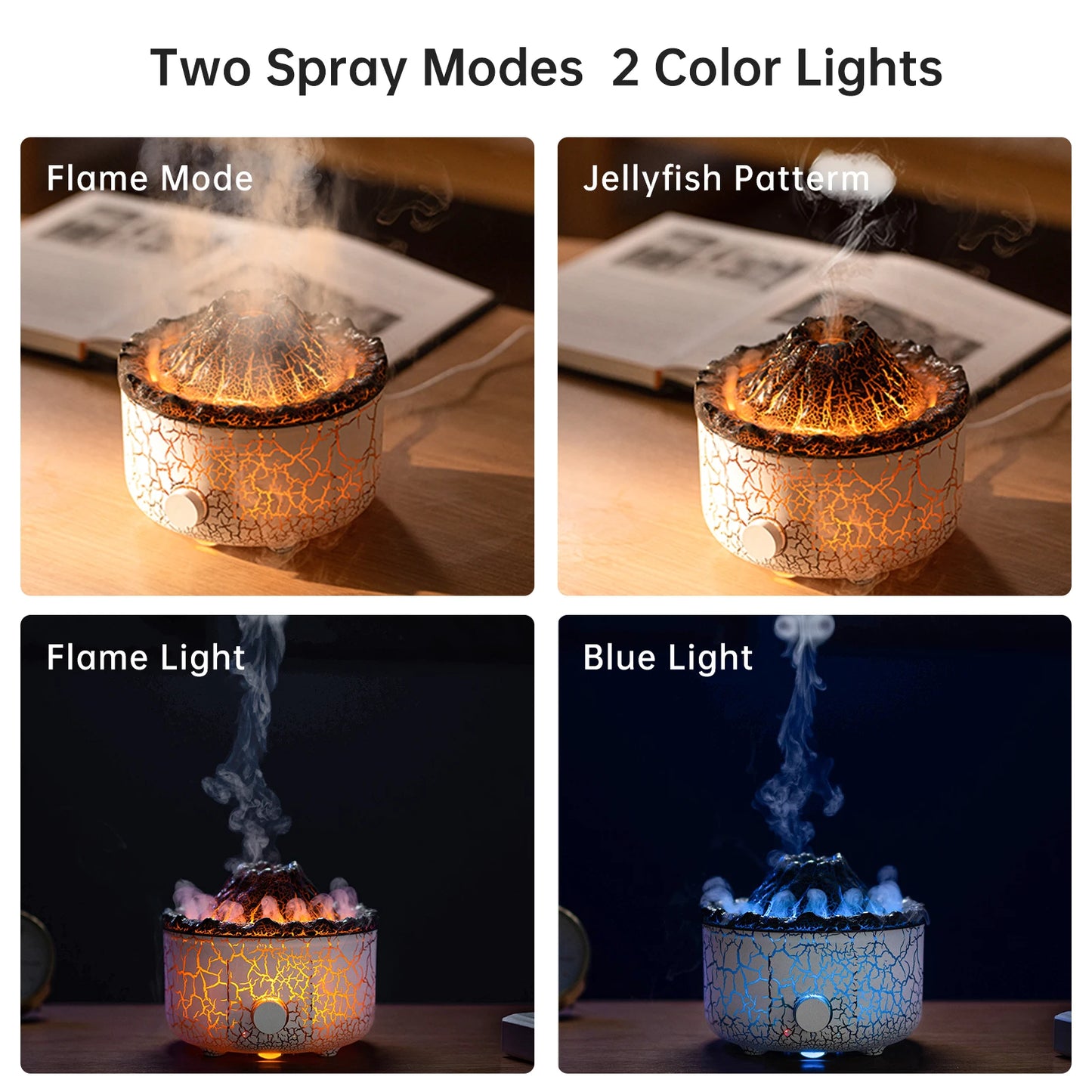 560Ml Volcanic Flame Humidifiers Air Aroma Diffuser Essential Oils Humidifier Diffuser for Bedroom Home Purifier Humificador