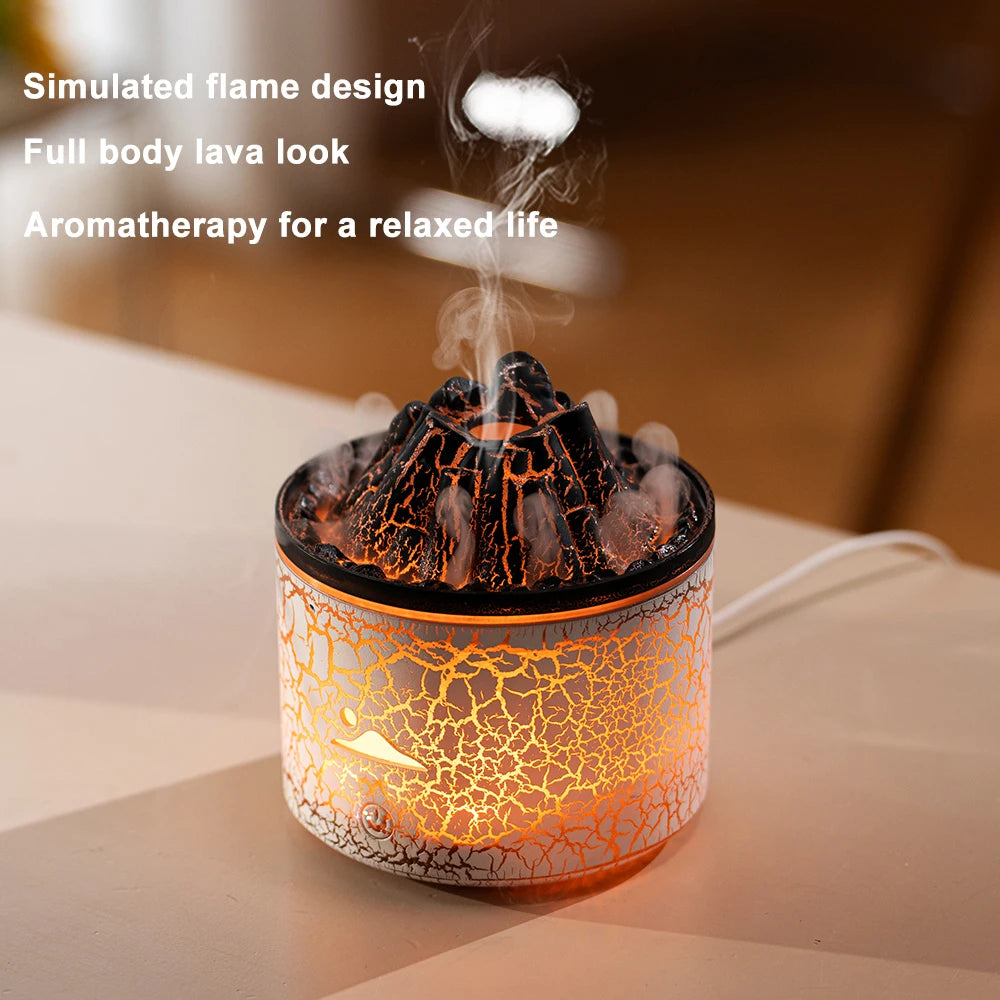 180Ml Volcanic Flame Humidifiers Mini Air Aroma Diffuser Essential Oils for Bedroom Home Purifier Humificador