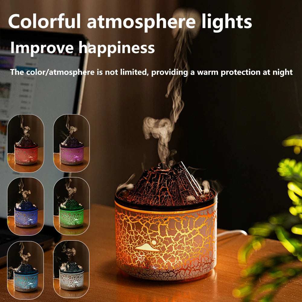 180Ml Volcanic Flame Humidifiers Mini Air Aroma Diffuser Essential Oils for Bedroom Home Purifier Humificador