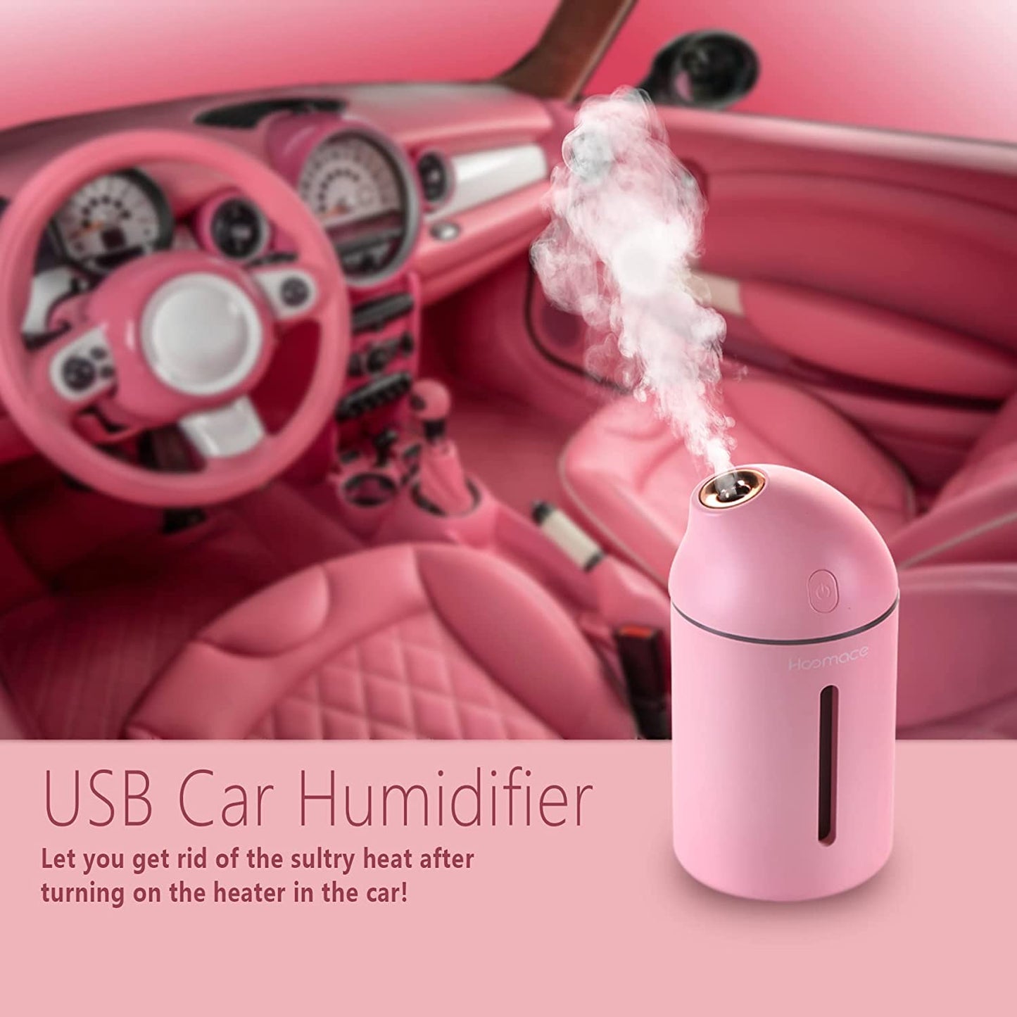 Small Humidifier, 250ML Mini Portable Personal Air Humidifiers, Ultra Quiet USB Humidifier for Travel with 7 Colors LED Light, 2 Spray Modes, Lasts up to 8 Hours, Pink …