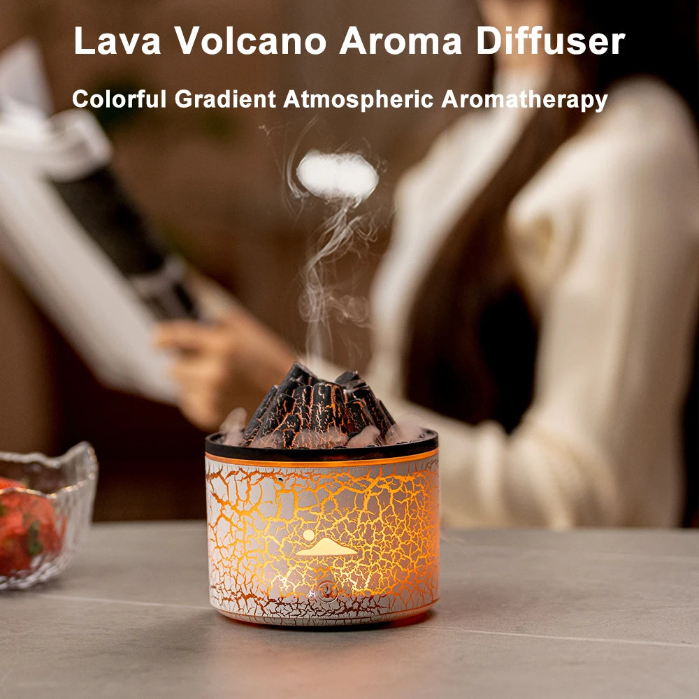 180Ml Volcanic Flame Humidifiers Mini Air Aroma Diffuser Essential Oils for Bedroom Home Purifier Humificador