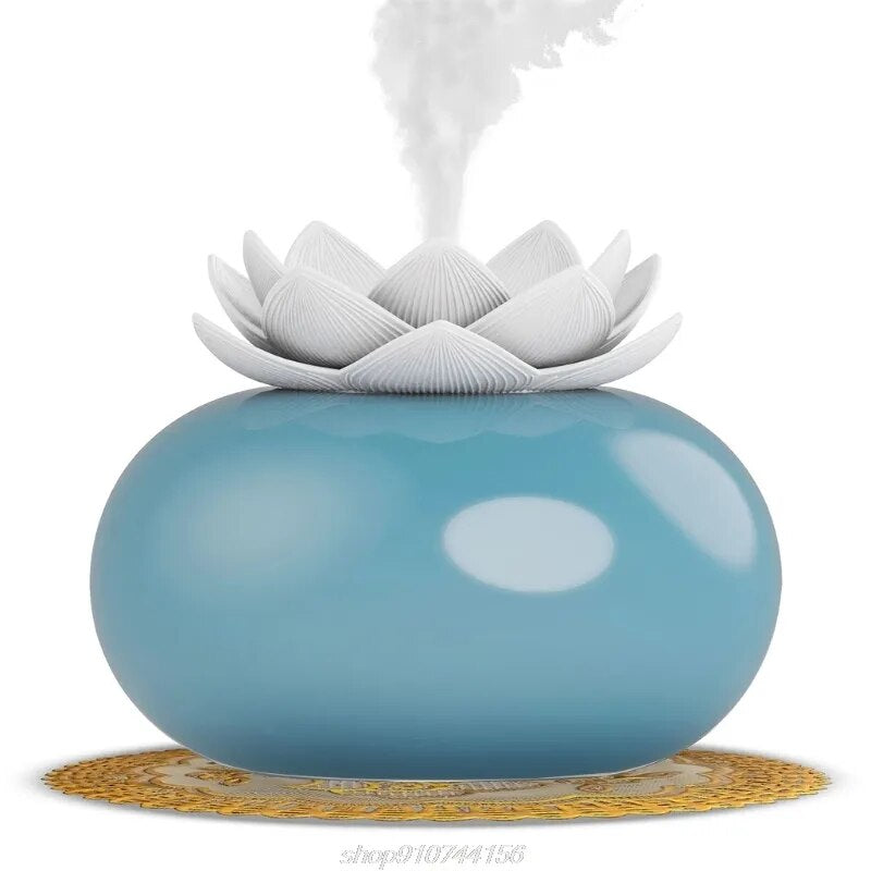 Ceramic Essential Oil Diffuser,Personal Humidifiers Small Desk,Cute Lotus USB Cool Mist Humidifier Ultrasonic D01 20 Dropship