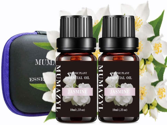 Jasmine Essential Oil Set Organic Plant Natural 100% Pure Jasmine Oil for Diffuser, Cleaning, Home, Bedroom, SPA, Massage, Perfumes, Humidifier, Skin, Soap, Candles 2 Pack 10Ml