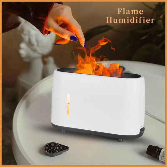 Flame Humidifier USB Aromatherapy Diffuser Essential Oil Air Humidifier Ultrasonic Mist Maker LED Night Light for Home Bedroom