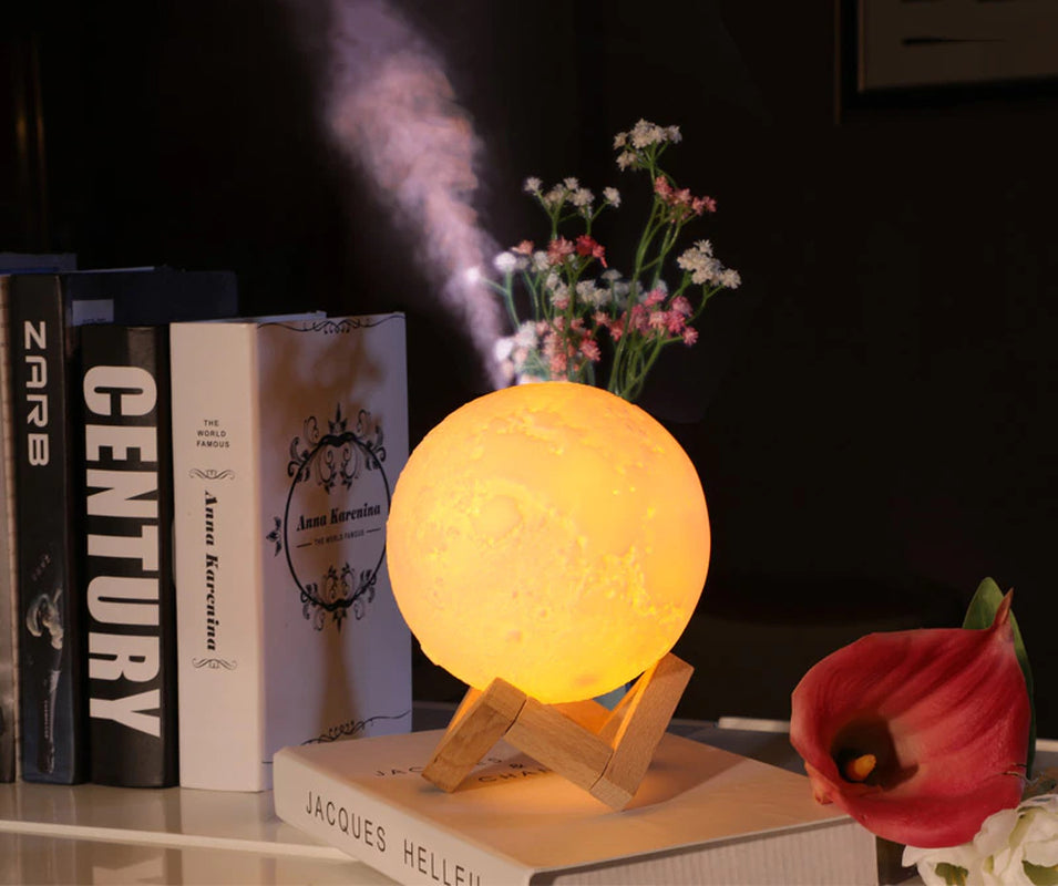 880ML Air Humidifier Purifier Moon Lamp Moonlight Humidifiers Night Light USB Charging Air Humidifier Mist Maker for Room