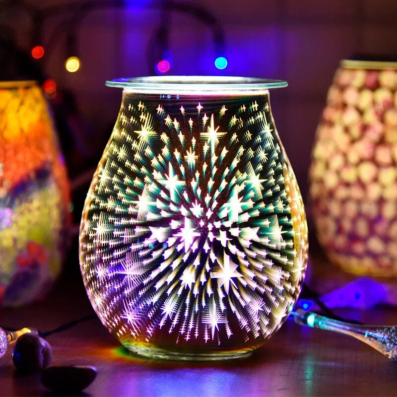 3D Glass Colorful Electric Fragrance Lamp Humidifier Household Essential Oil Ultrasonic Aroma Diffuser