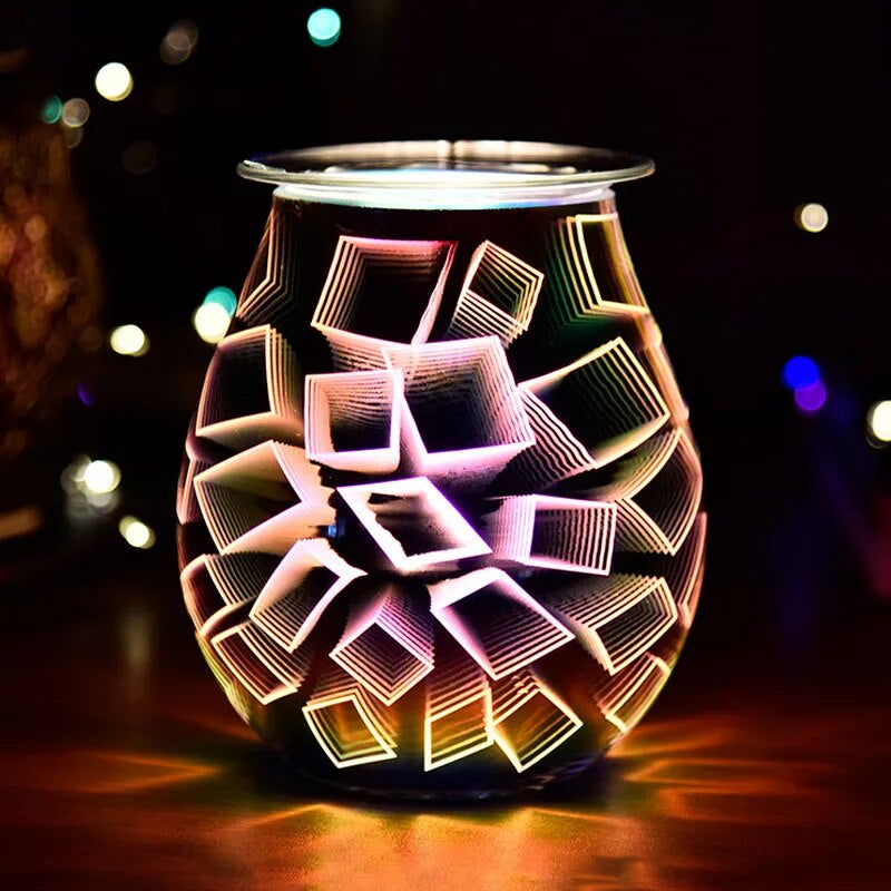 3D Glass Colorful Electric Fragrance Lamp Humidifier Household Essential Oil Ultrasonic Aroma Diffuser