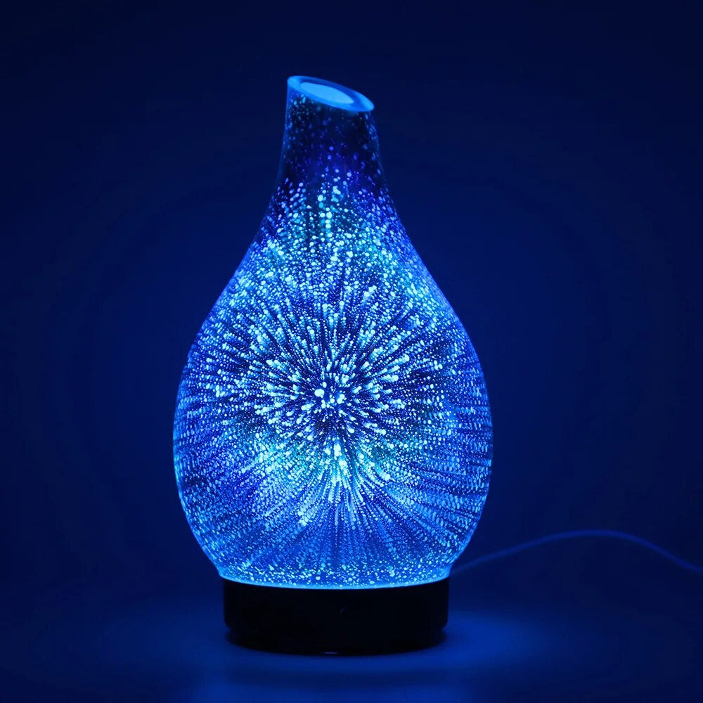 3D 100Ml Glass Aromatherapy Humidifier Aroma Essential Oil Diffuser Ultrasonic Humidifier 7 Color LED Light for Home Office