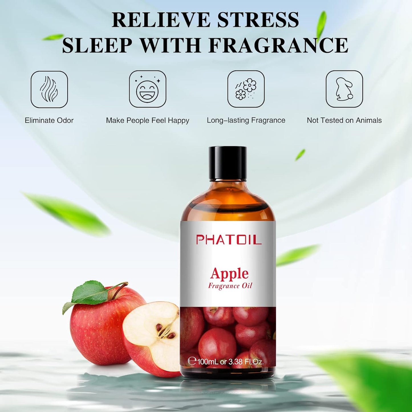 3.38FL.OZ Apple Fragrance Oils for Aromatherapy, Essential Oils for Diffusers for Home, Perfect for Diffuser, Yoga, Skin Care, DIY Candle and Soap Making - 100Ml