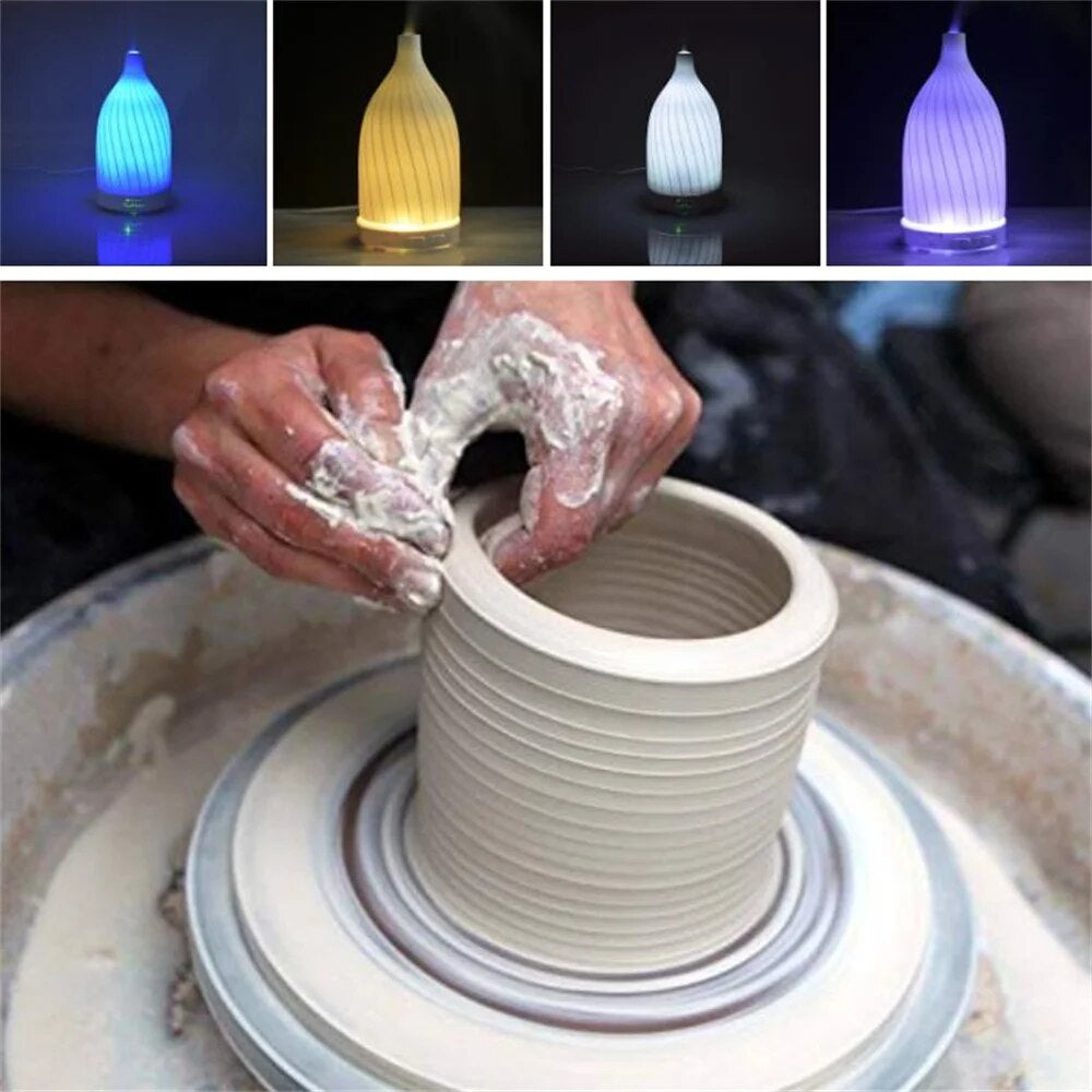 Essential Oil Fragrance Aromatherapy Diffuser Ceramic Fashionable Ultrasonic Air Humidifier for Home Bedroom Living Room 120ML