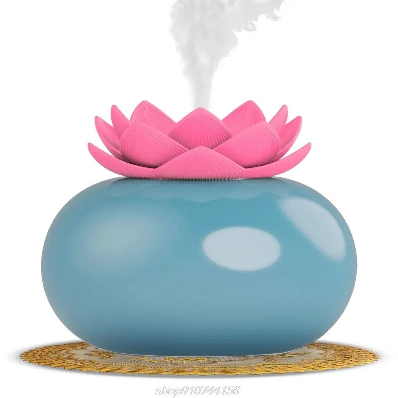 Ceramic Essential Oil Diffuser,Personal Humidifiers Small Desk,Cute Lotus USB Cool Mist Humidifier Ultrasonic D01 20 Dropship